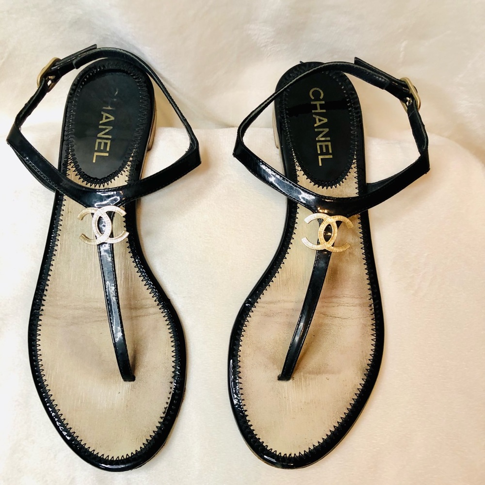 Chanel T-Strap Sandals